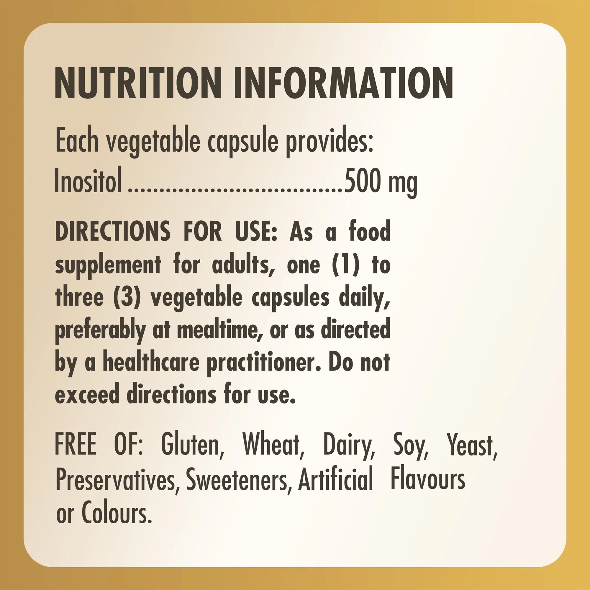 Inositol 500 mg Vegetable Capsules - Pack of 50 - Image 6