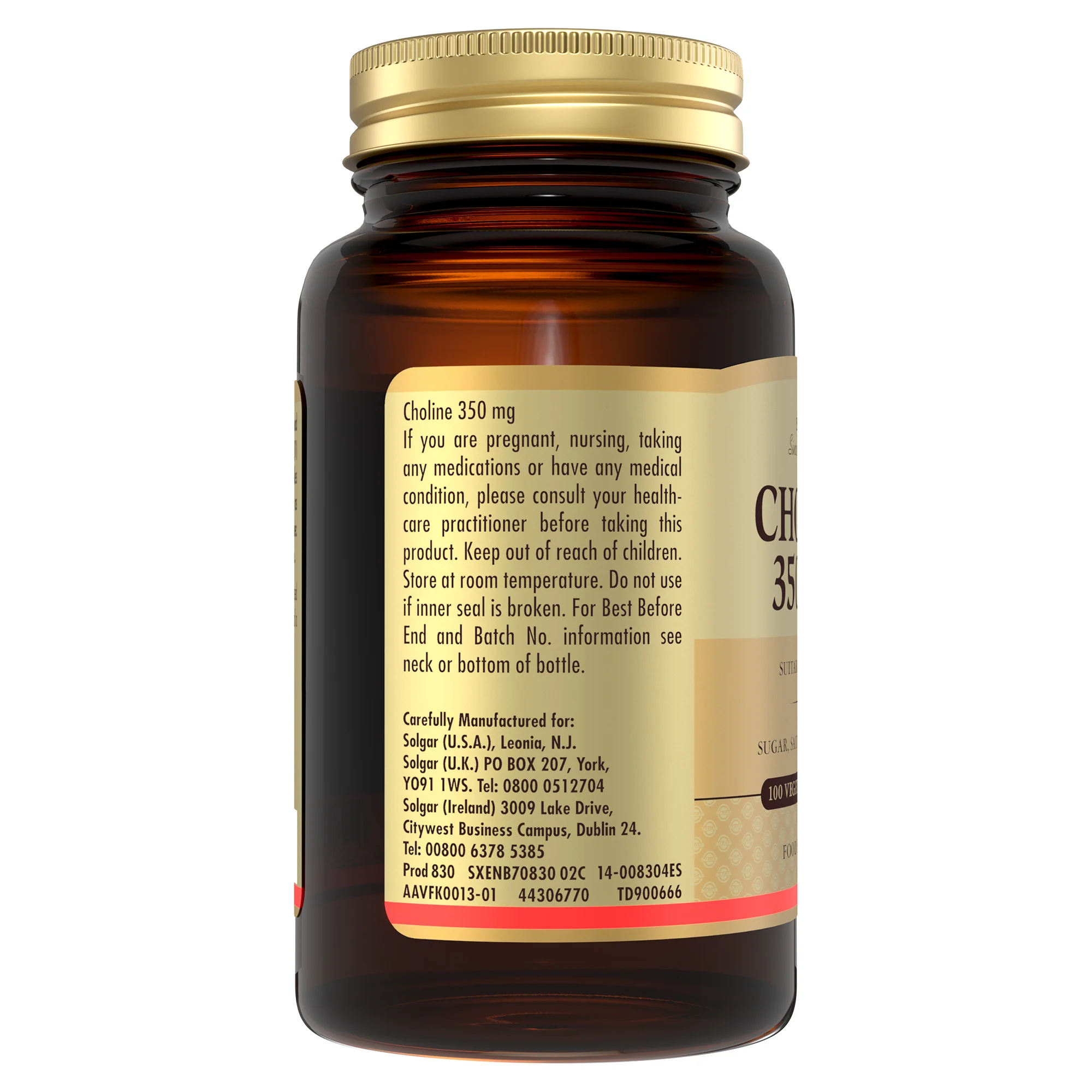 Choline 350 mg Vegetable Capsules - Pack of 100 - Image 3