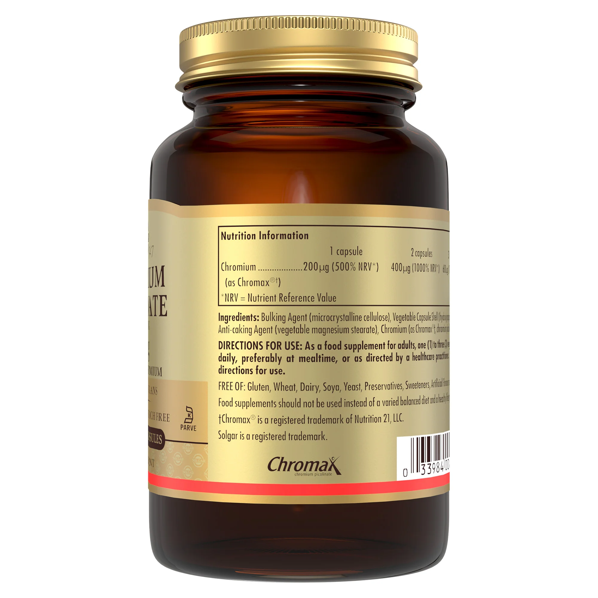 Chromium Picolinate 200 mcg Vegetable Capsules - Pack of 90 - Image 4