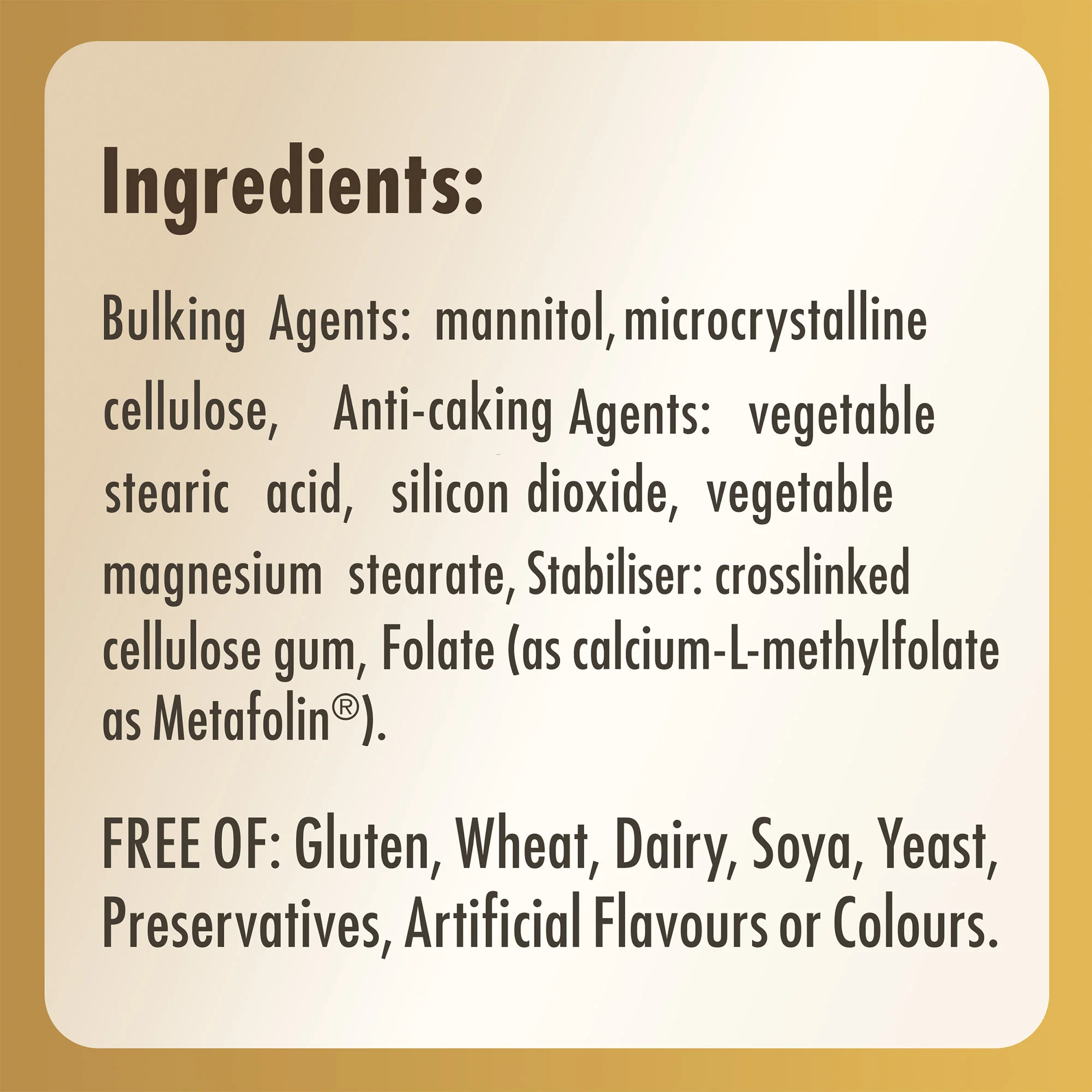 Folate (as Metafolin) 1000 mcg Tablets - Pack of 60 - Image 5