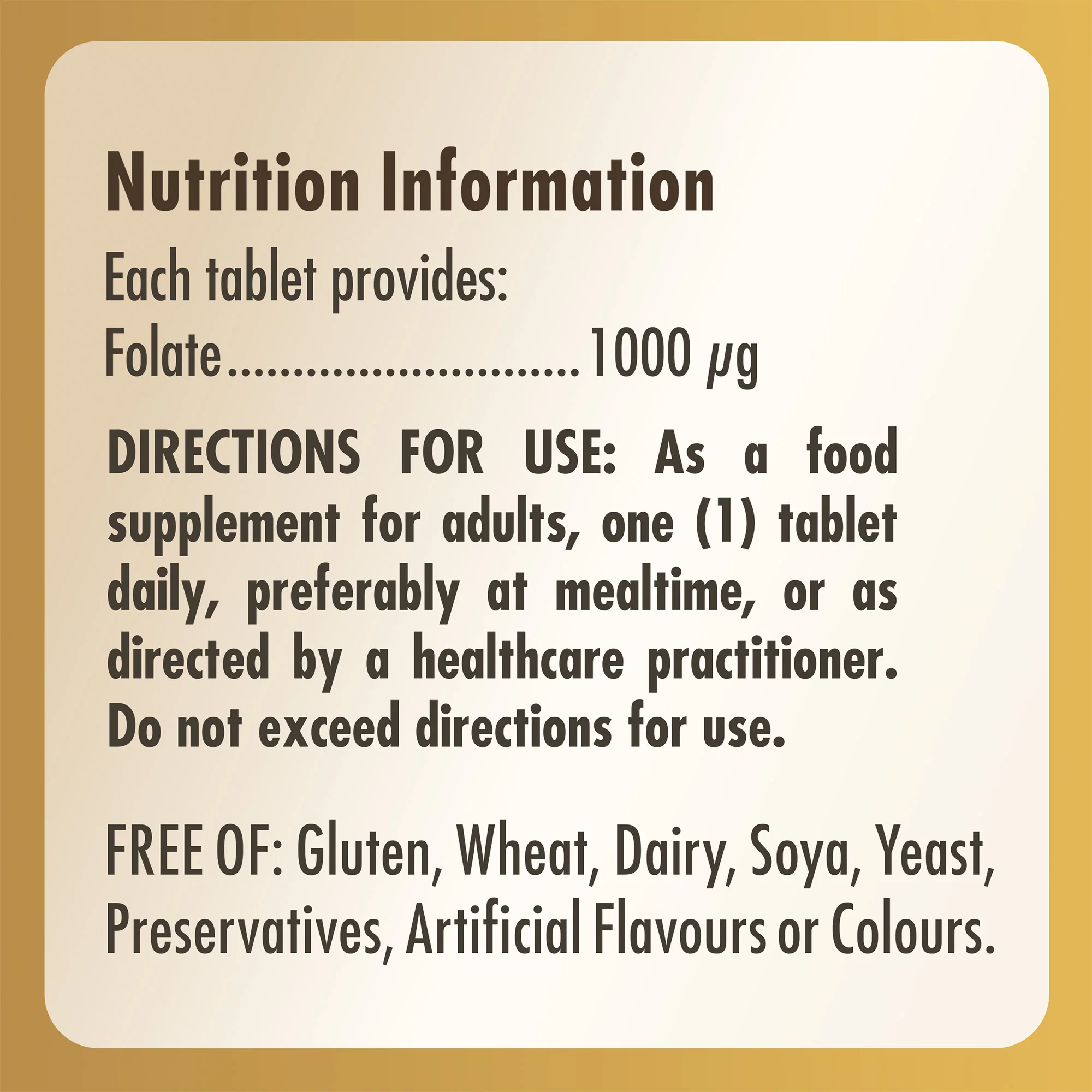 Folate (as Metafolin) 1000 mcg Tablets - Pack of 60 - Image 6
