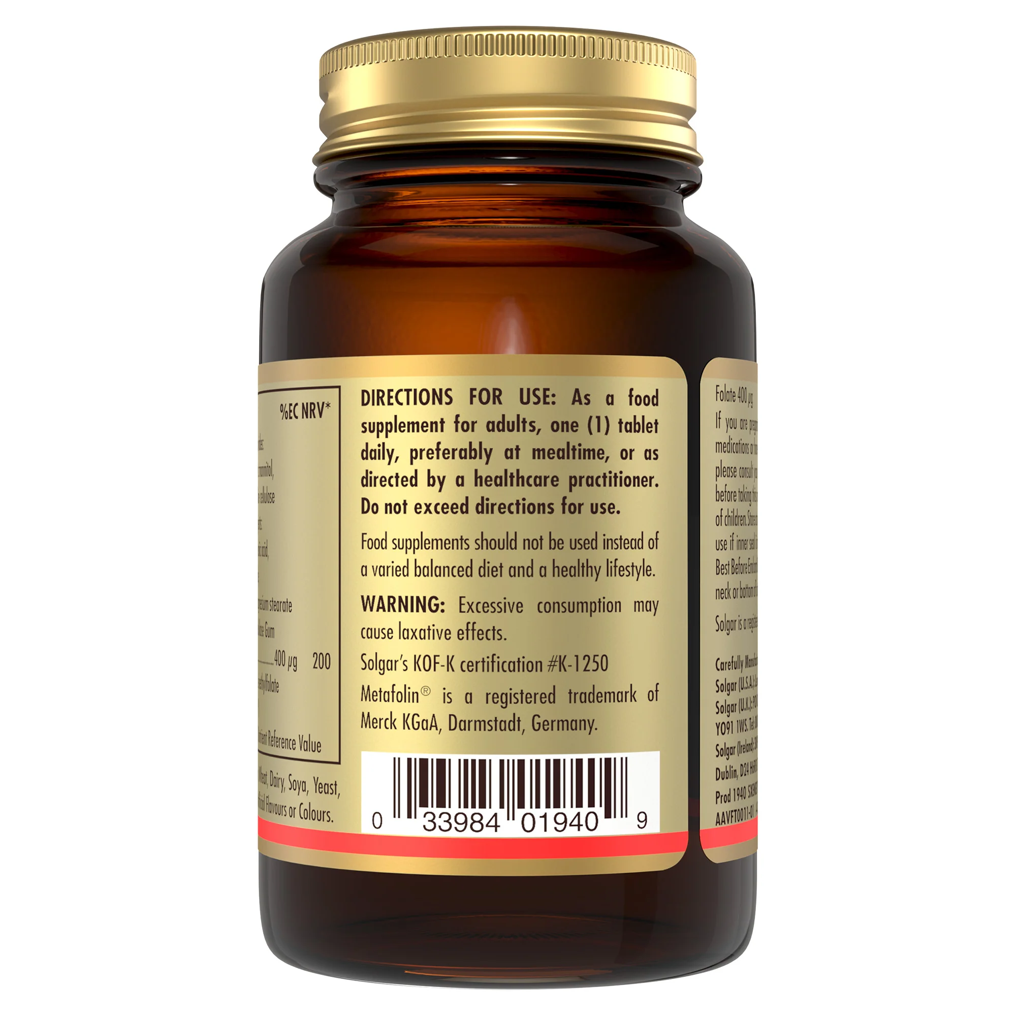 Folate (as Metafolin) 400 mcg Tablets - Image 3