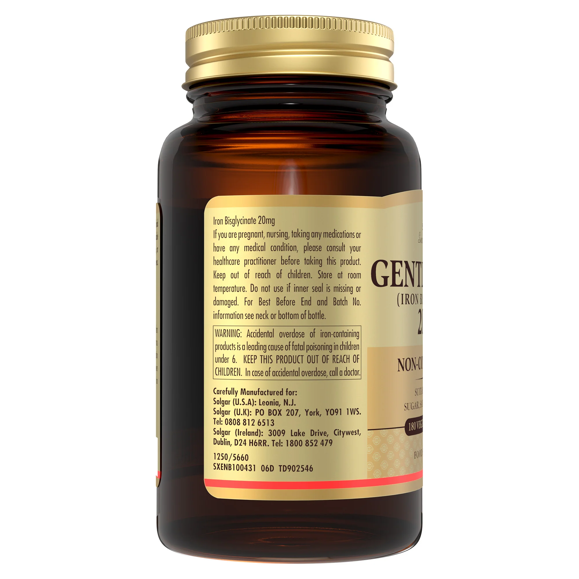 Gentle Iron (Iron Bisglycinate) 20 mg Vegetable Capsules - Image 3