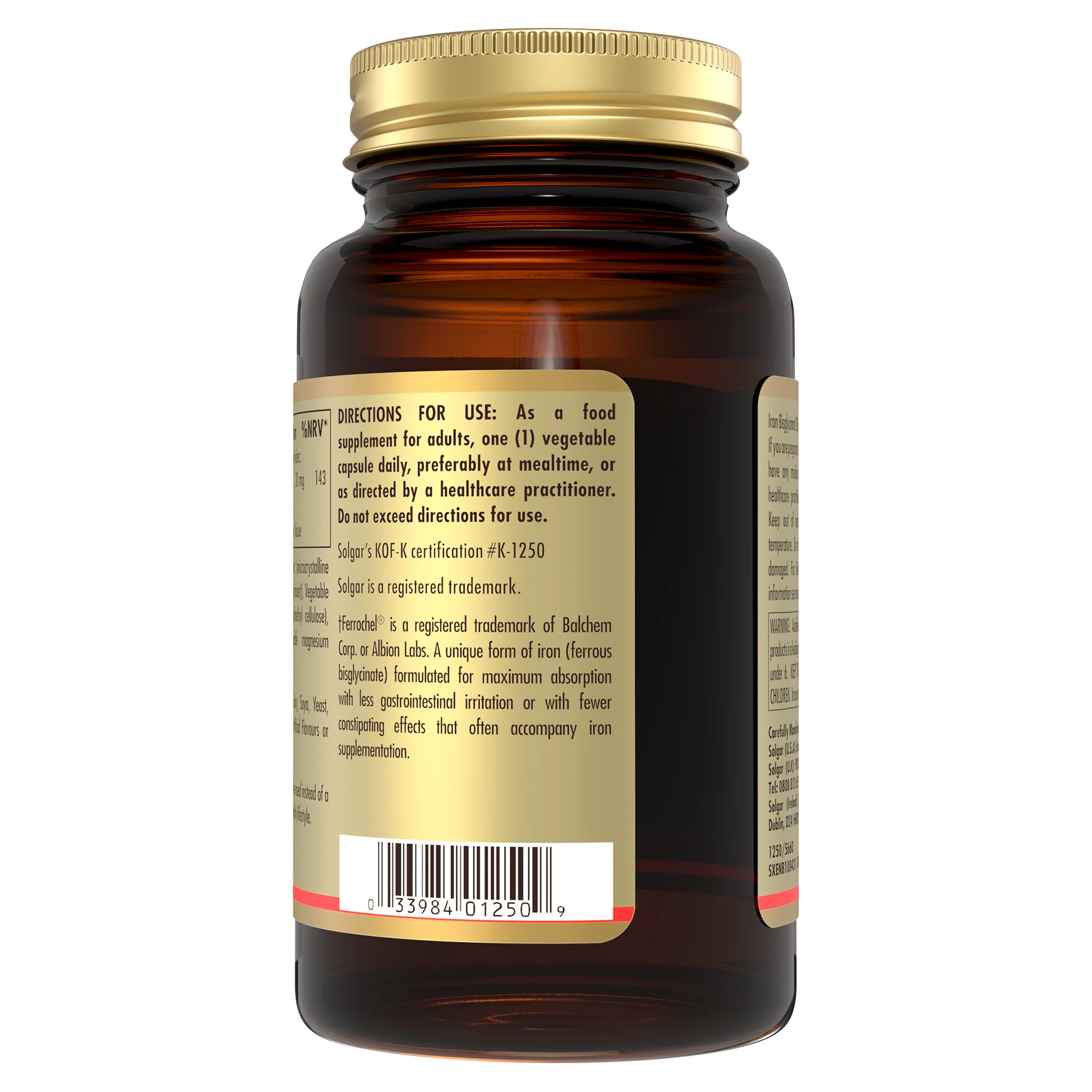 Gentle Iron (Iron Bisglycinate) 20 mg Vegetable Capsules - Image 4