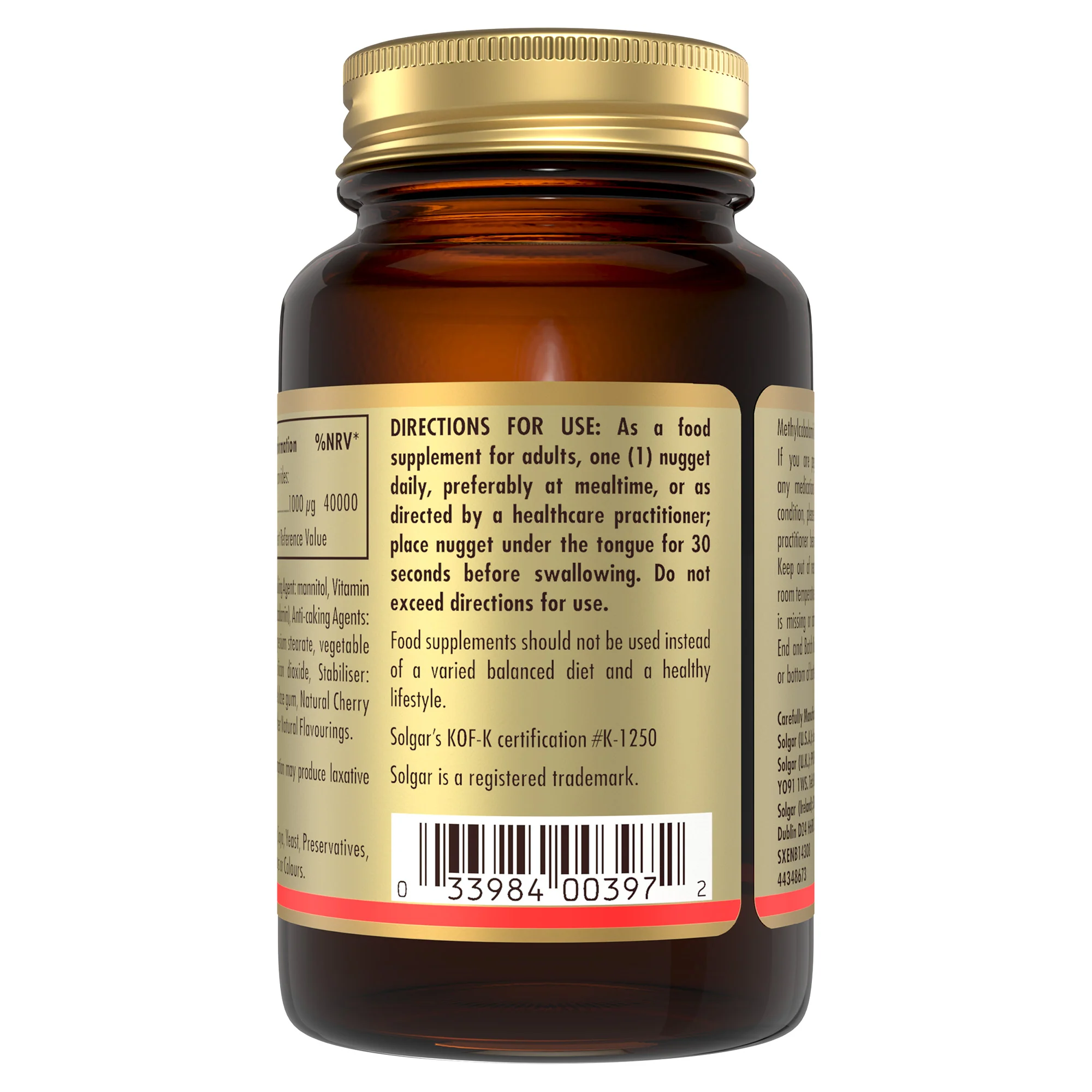 Methylcobalamin (Vitamin B12) 1000 mcg Nuggets - Pack of 30 - Image 3