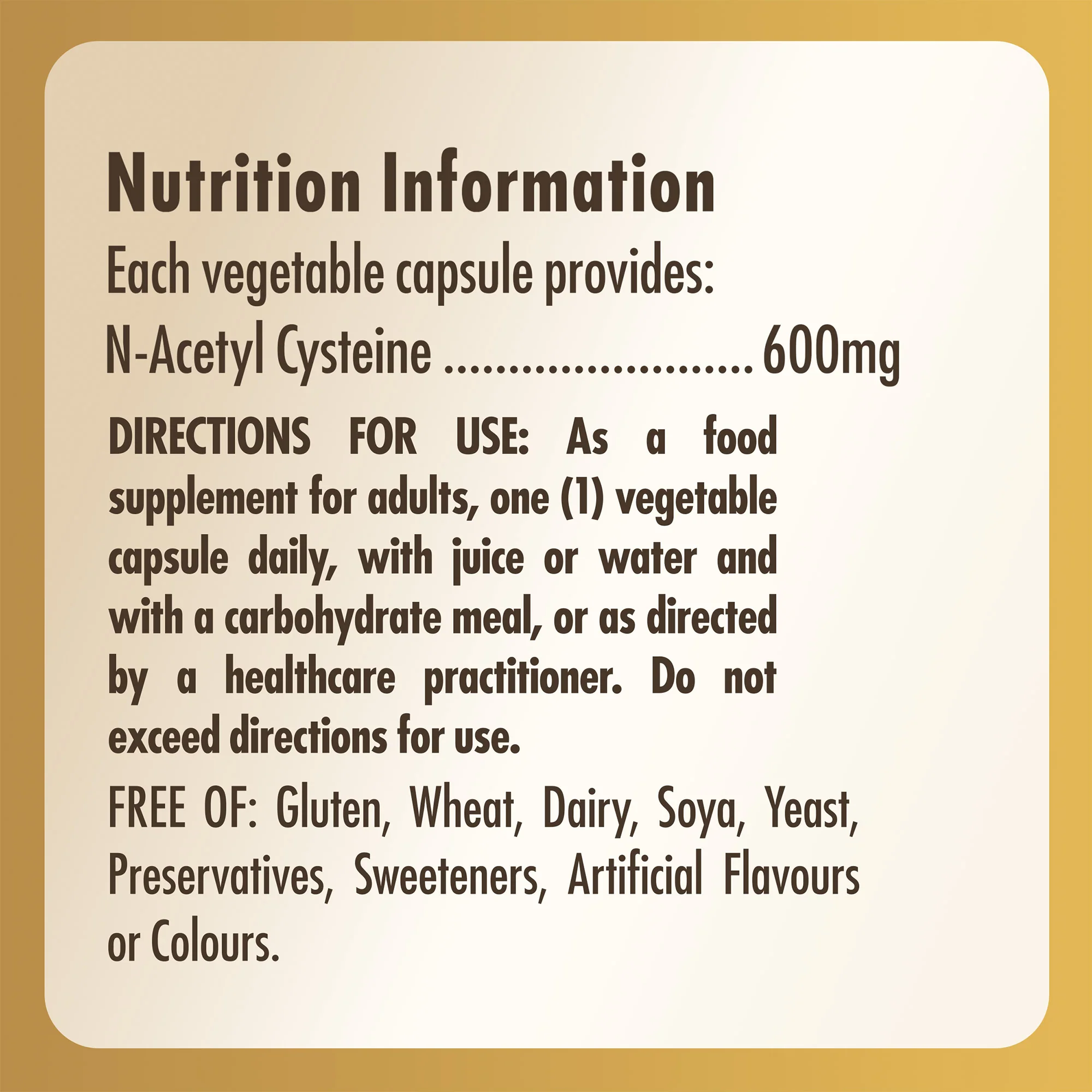 NAC (N-Acetyl-L-Cysteine) 600 mg Vegetable Capsules - Pack of 60 - Image 6