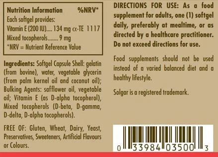Natural Source Vitamin E 134 mg (200 IU) Softgels - Image 2