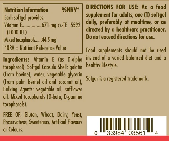 Natural Source Vitamin E 671 mg (1000 IU) Softgels - Image 3