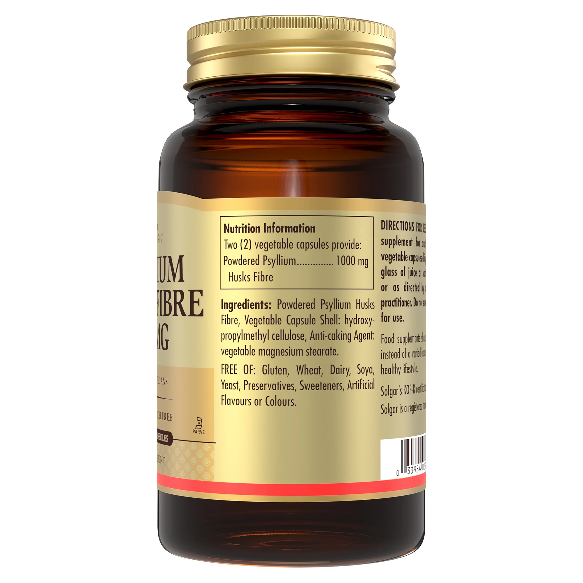 Psyllium Husks Fibre 500 mg Vegetable Capsules - Pack of 200 - Image 4