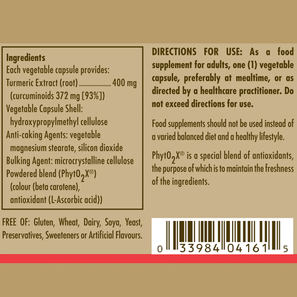 Turmeric Root Extract Vegetable Capsules - Pack of 60 - Image 6
