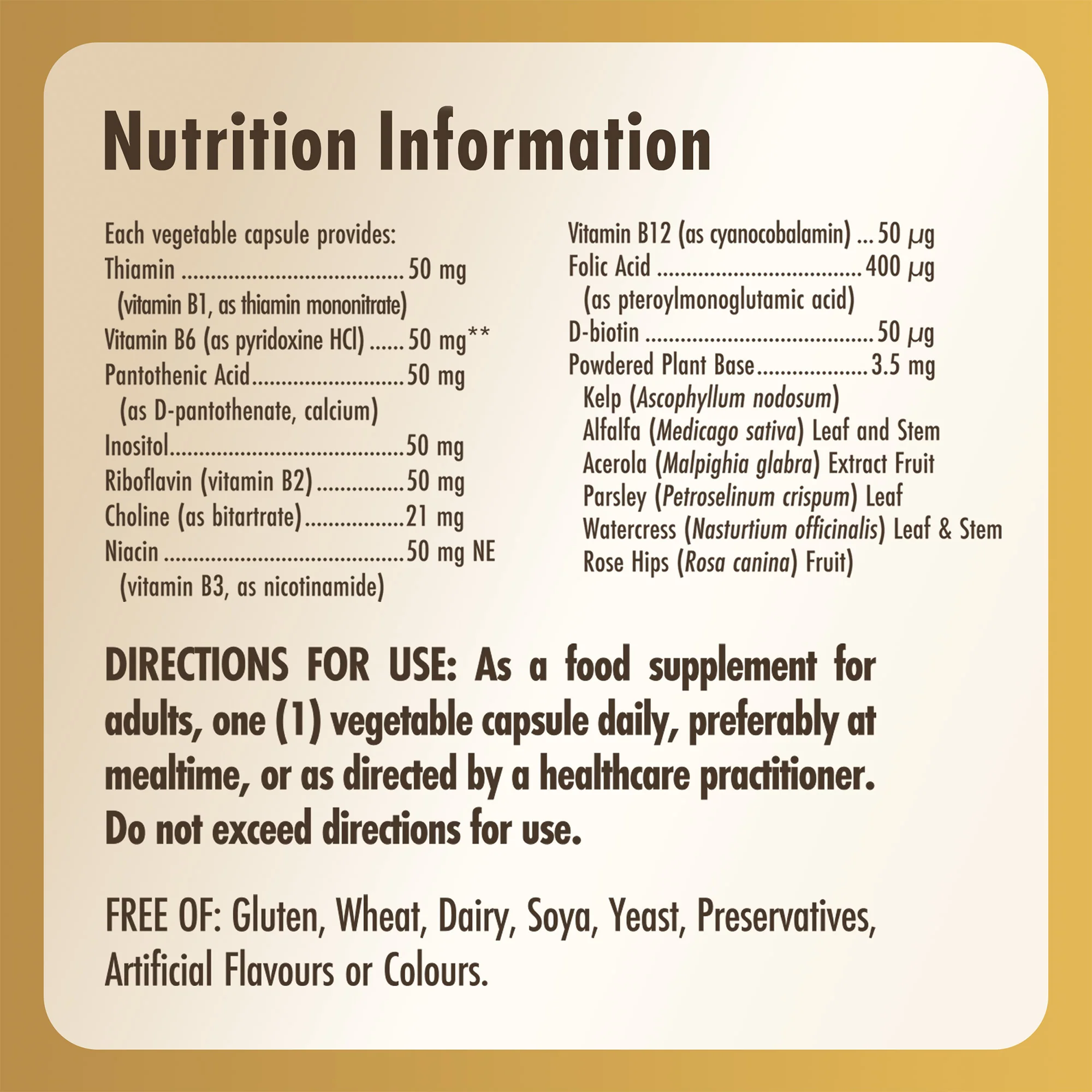 Vitamin B-Complex ''50'' High Potency Vegetable Capsules - Image 7