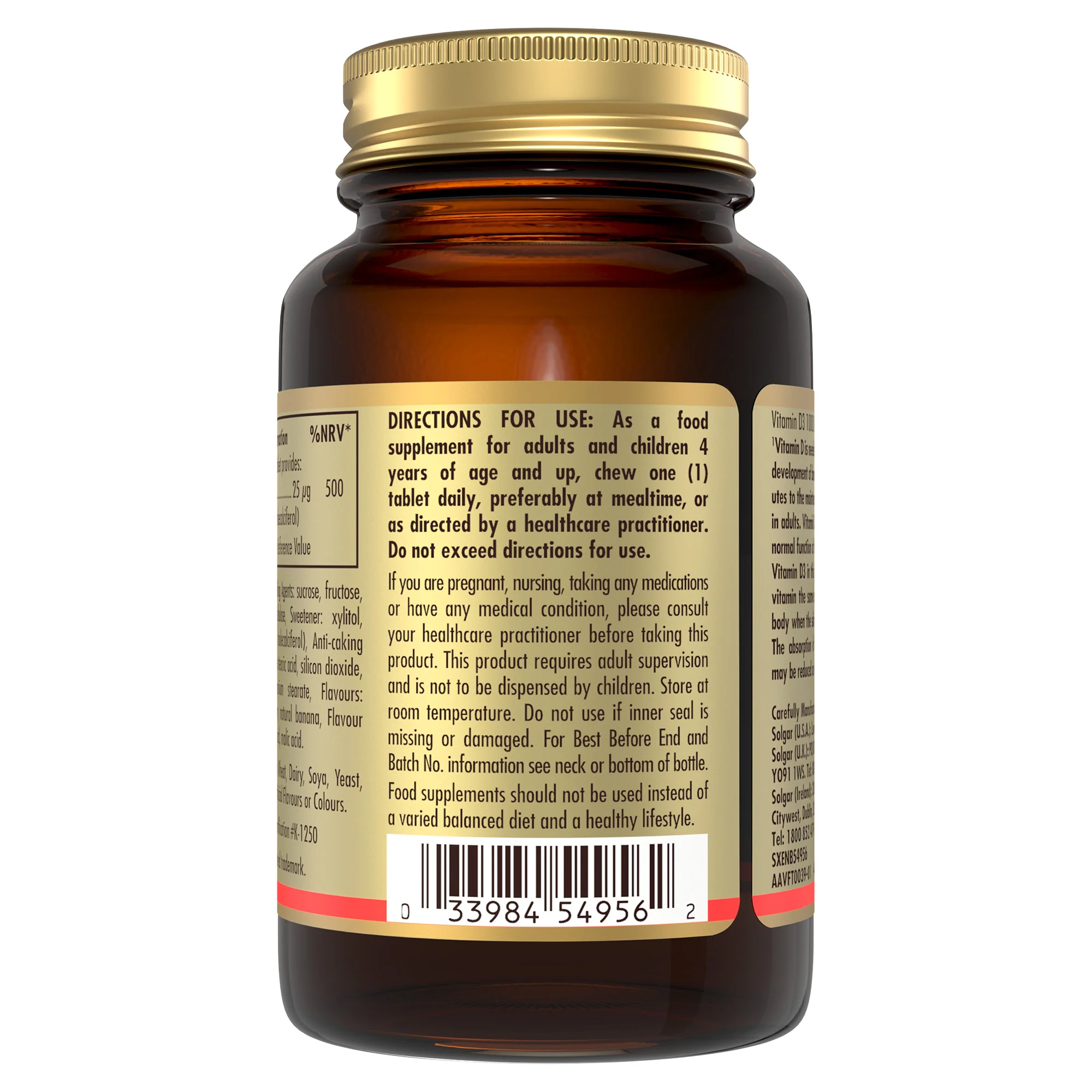Vitamin D3 1000 IU (25 mcg) Chewable Tablets - Pack of 100 - Image 3