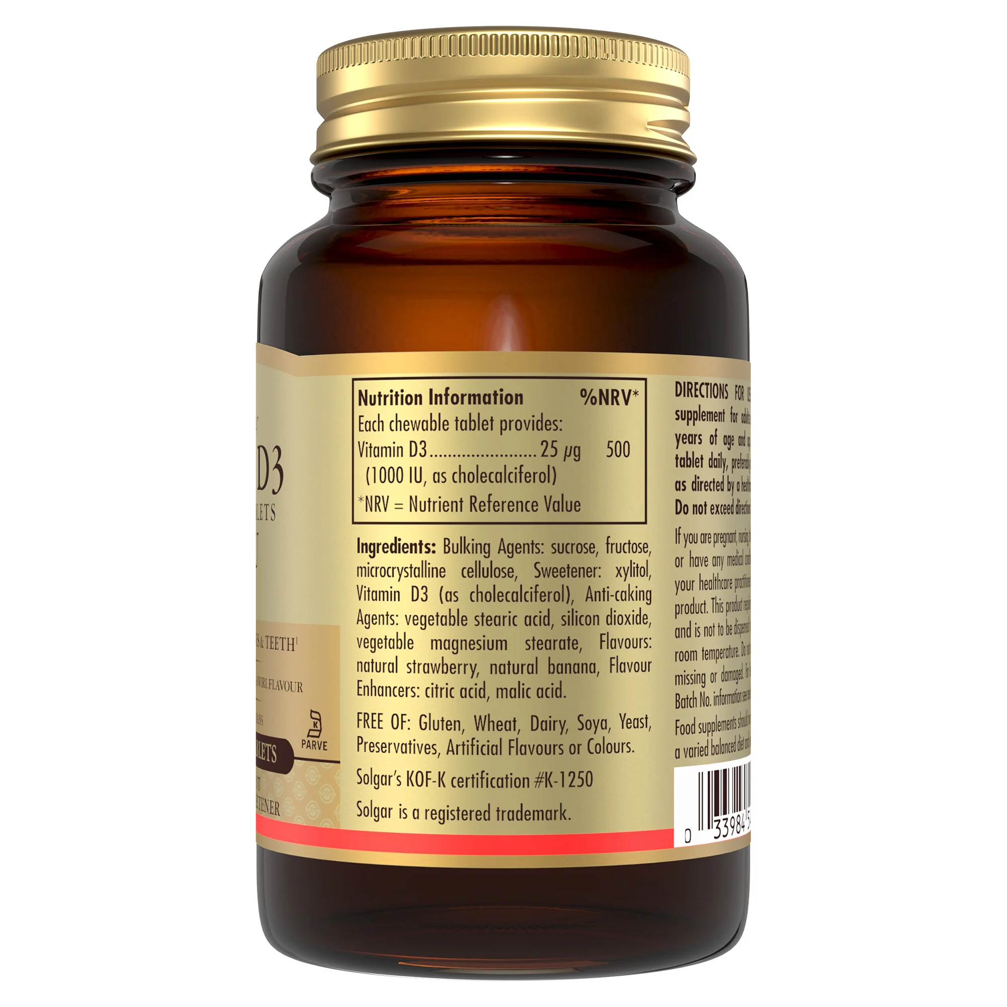 Vitamin D3 1000 IU (25 mcg) Chewable Tablets - Pack of 100 - Image 4