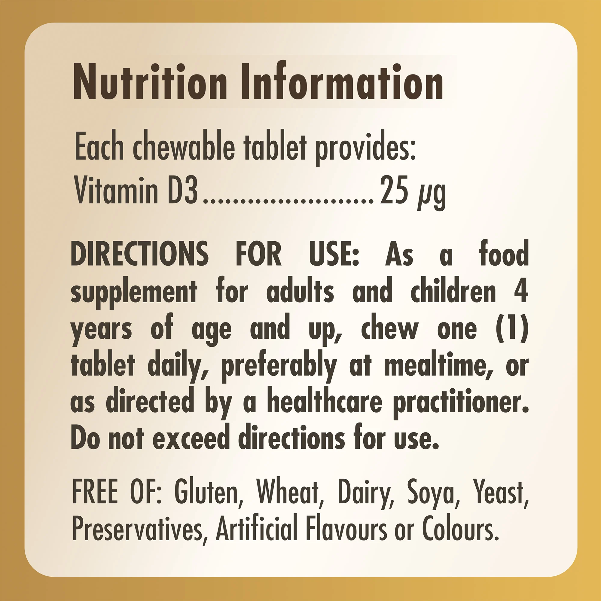Vitamin D3 1000 IU (25 mcg) Chewable Tablets - Pack of 100 - Image 6