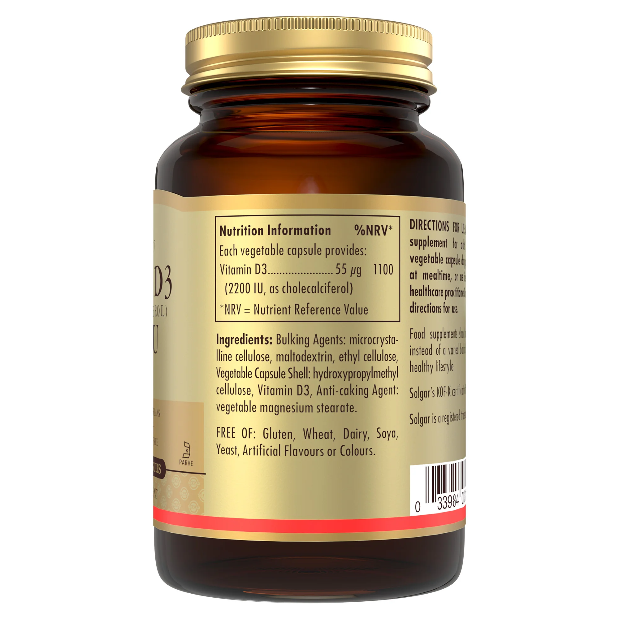 Vitamin D3 (Cholecalciferol) 2200 IU (55 mcg) Vegetable Capsules - Image 4