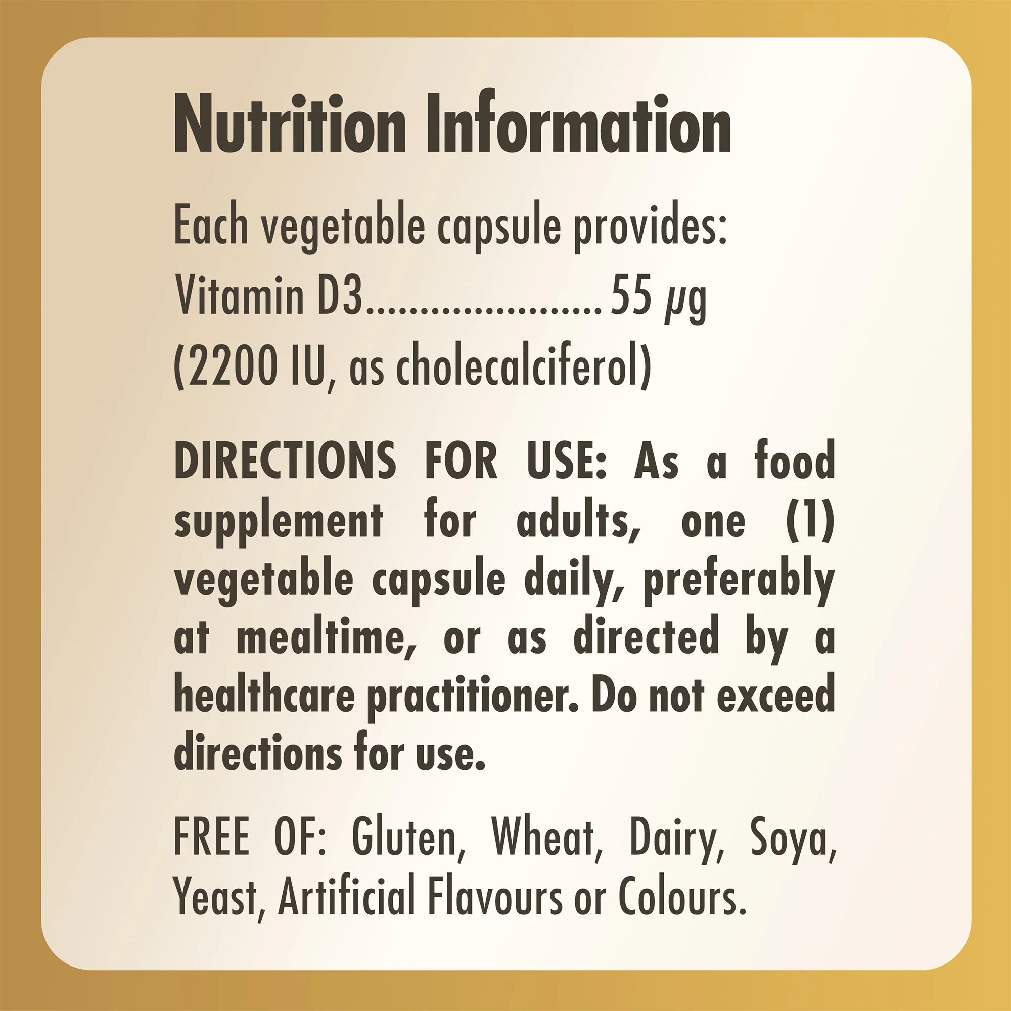 Vitamin D3 (Cholecalciferol) 2200 IU (55 mcg) Vegetable Capsules - Image 5