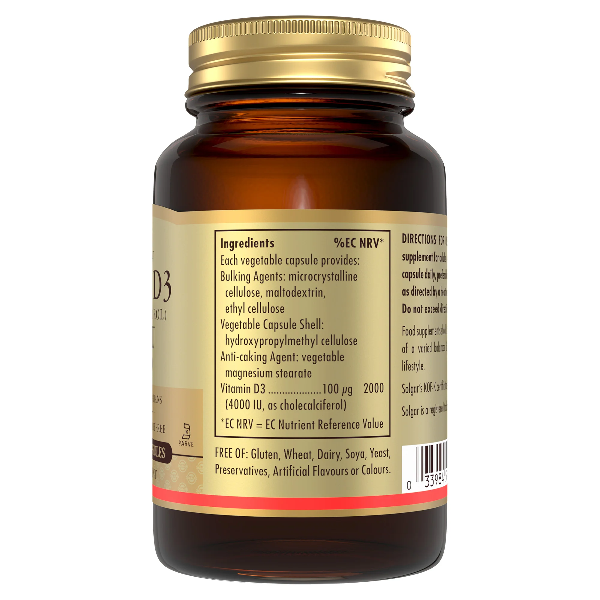 Vitamin D3 (Cholecalciferol) 4000 IU (100 mcg) Vegetable Capsules - Image 4